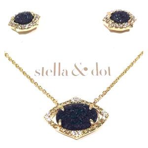 Stella & Dot Deep Navy Charlotte Druzy set